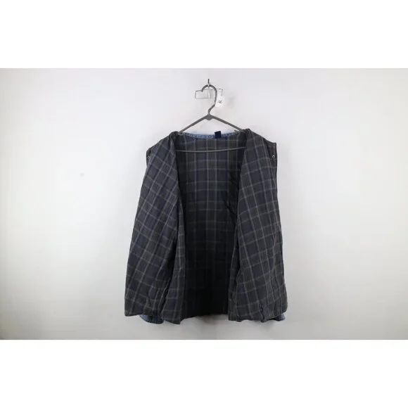 Vtg 90s Streetwear Mens XL Faded Flannel Lined Denim Jean Button Shirt Jacket - Picture 15 of 16